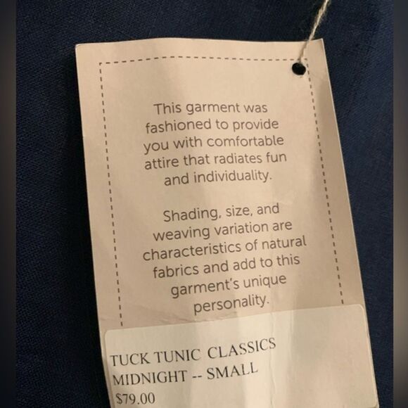 Flax linen tuck tunic Small Midnight - Picture 5 of 6